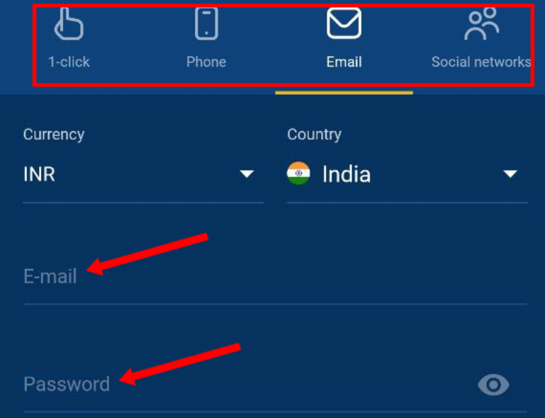 Create an account in Mostbet