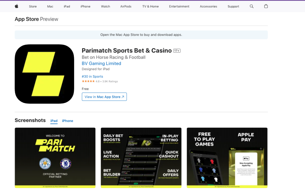 Get Parimatch From Appstore