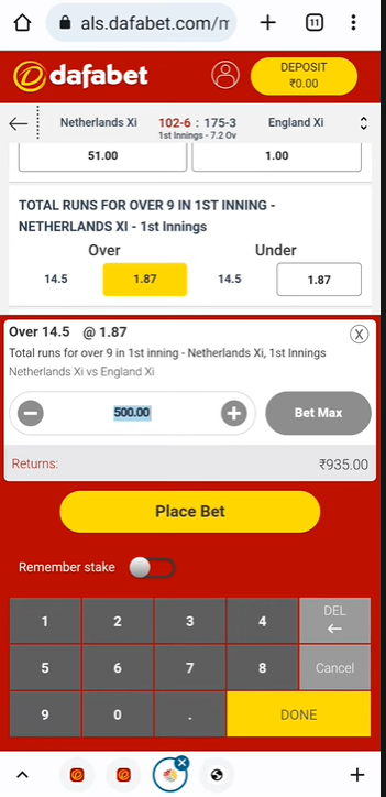 click Place Bet